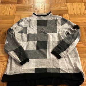 Charter Club 100% Cashmere Mock Neck Gray Geometric Sweater Size XL